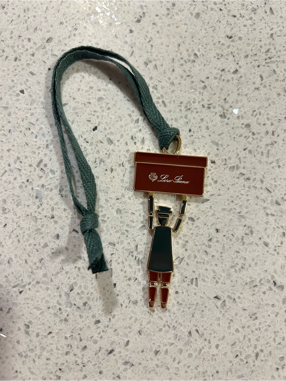 Loro Piana Green Ribbon & Red Enamel Girl Bag Charm